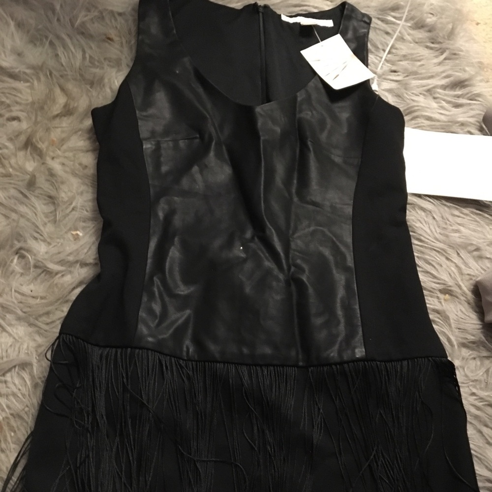Fringed at bottom black dress